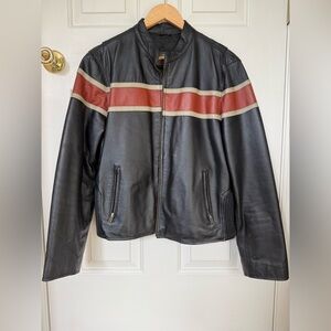 Wilson’s Leather Vintage Striped Motorcycle Jacket